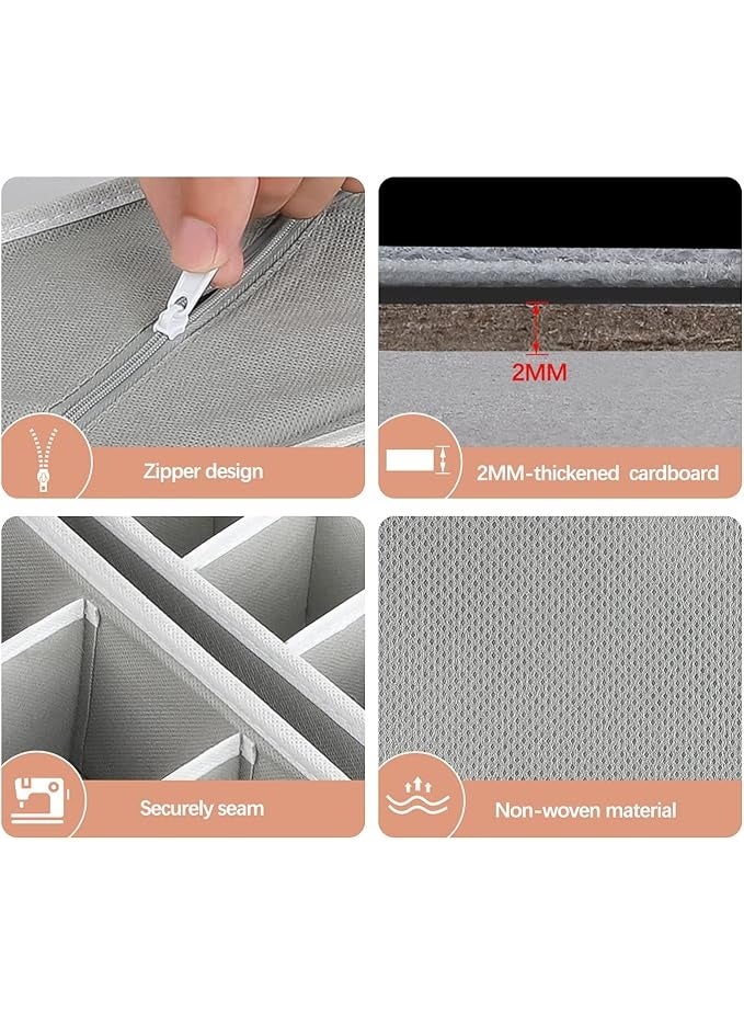 4-Piece Foldable Drawer Organizers, Minimalist Fabric Wardrobe Organiser, Space-Saving Underwear Storage Box for Shirts, Ties, Socks, Bras, Underwear (Grey) - Image 3