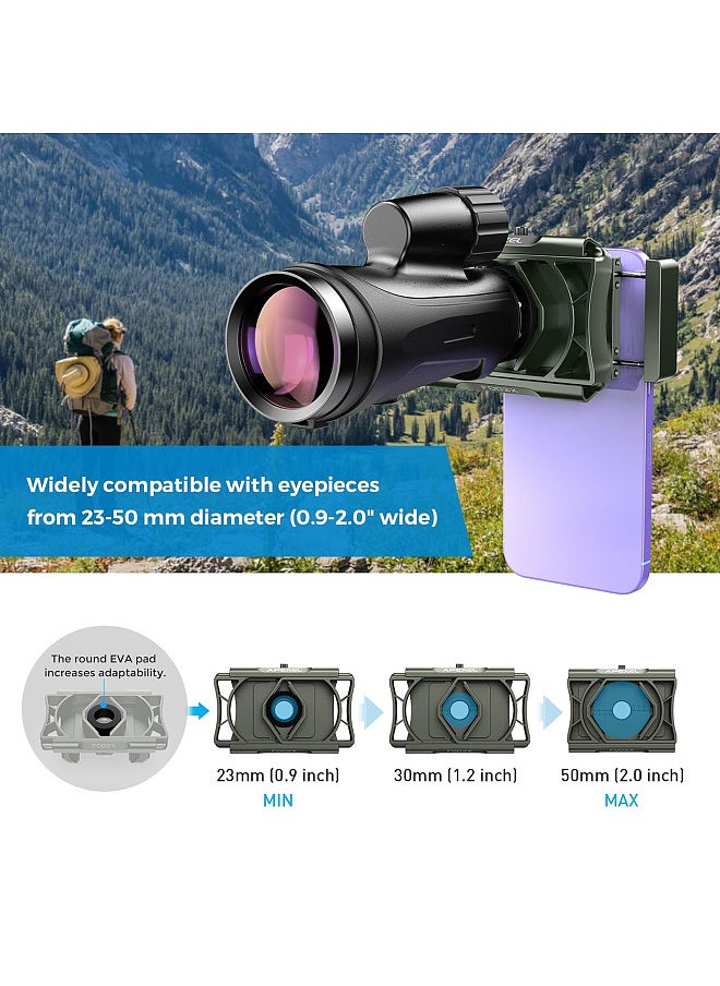 APEXEL APL-F002X Telescope Phone Adapter 360° Rotatable Phone Mount for Telescope Phone Holder for Monocular Microscope Spotting Binocular Photo Adapter Smartphone Digiscoping Adapter with Remote Shutter  - Image 4