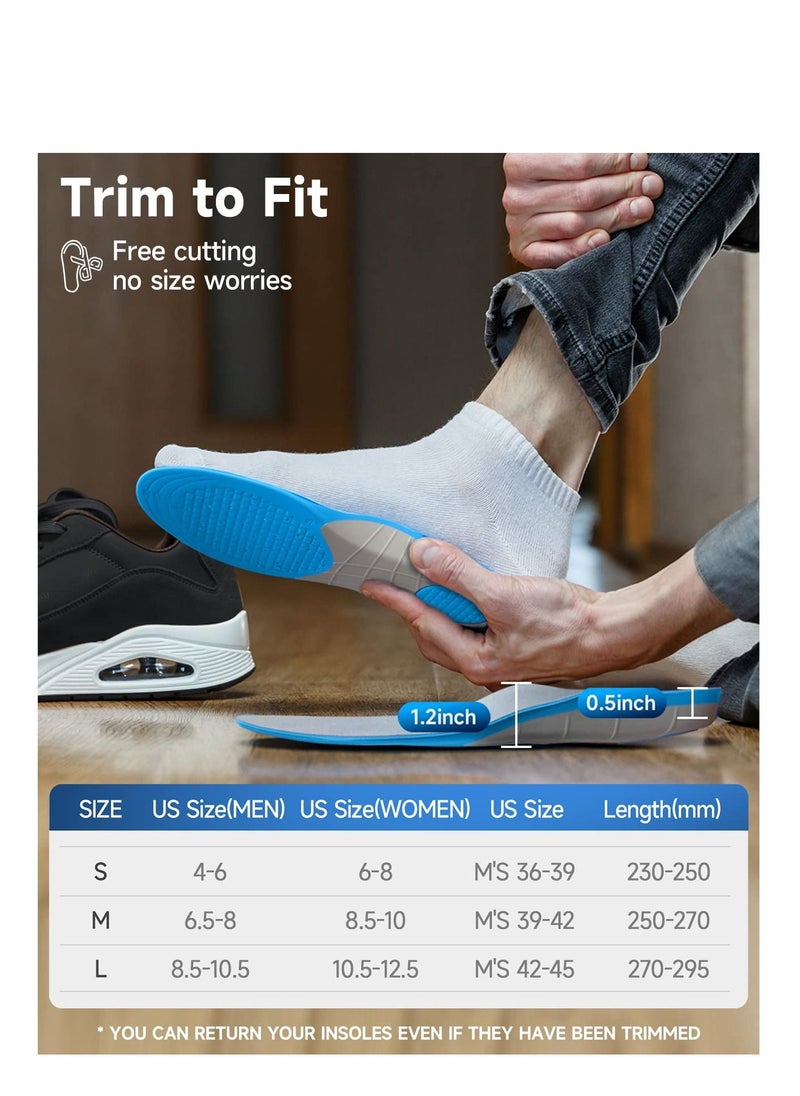 SYOSI - Sport Insoles, Comfortable Sports Inserts for Shock Absorption and Relieve Foot Pain, Flat Feet Orthotic Insoles, Plantar Fasciitis Arch Support Insoles for Men Women, L(Men 8.5-10.5/ Women 10-12) - Image 1