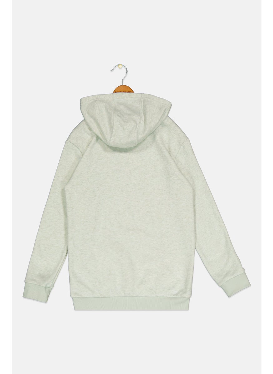 Adidas Kids Girl Brand Logo Outdoor Hoodies, Mint Green  - Image 2
