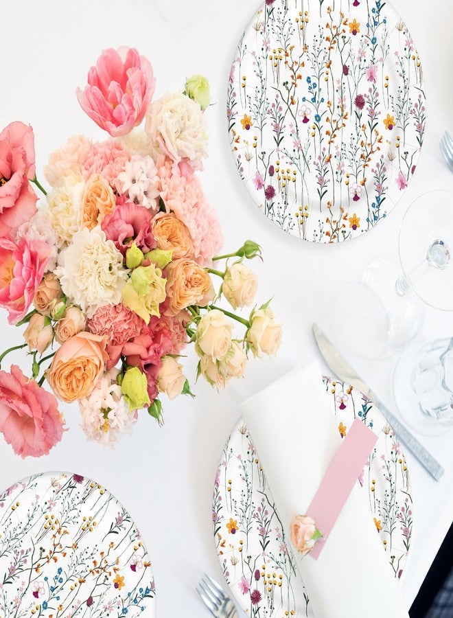 Whaline صحون ورقية من وايلين 40 قطعة زهور برية 9 بوصة قابلة للتصرف صحون حلوى مزخرفة لوجبات العشاء لزينة حفلات الصيف أعياد الميلاد حفلات الزفاف حفلات الاستحمام للعرائس وحفلات الاستحمام للأطفال - Image 4