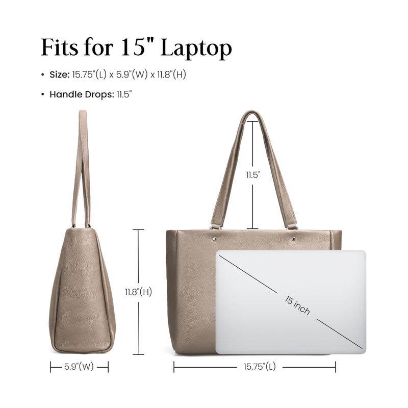 befen Genuine Leather Tote Bag for Women Work, Woman Satchel Purse Shoulder Bags Handbag with Water Cup Holder for Daily & Travel Taupe - Image 5