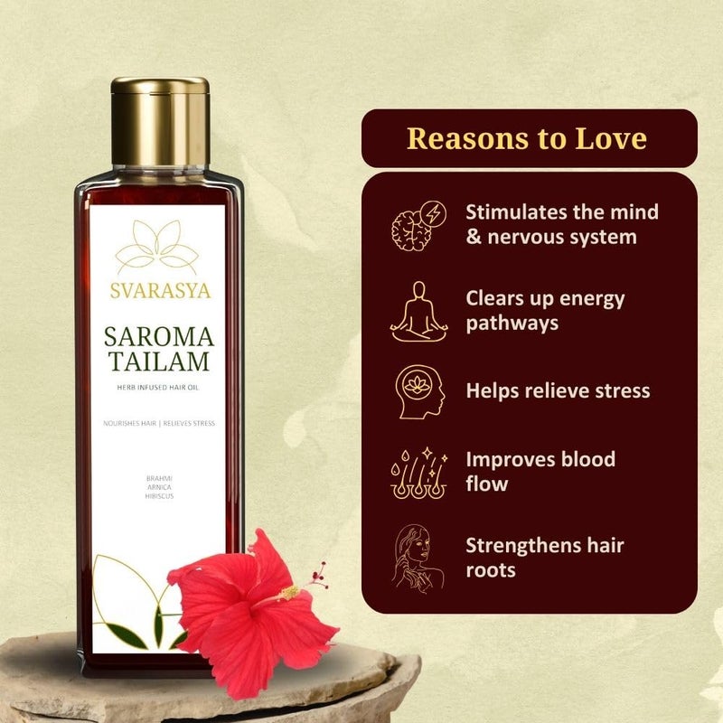Svarasya Saroma Tailam Herbs Infused Ayurvedic Hair Oil Paraben and Mineral Oil Free With Natural Ingredients Oil 100 ml - Image 3