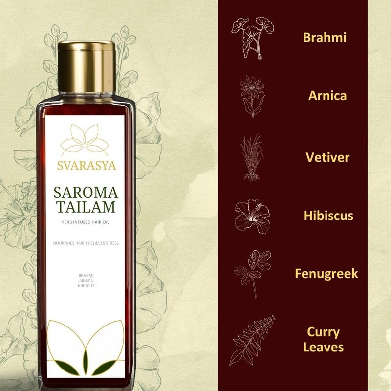 Svarasya Saroma Tailam Herbs Infused Ayurvedic Hair Oil Paraben and Mineral Oil Free With Natural Ingredients Oil 100 ml - Image 2