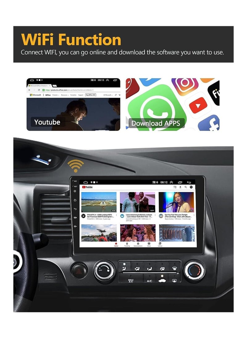 SHEZA STAR - Android Screen For Honda Civic 2006 To 2011 2GB RAM 32GB Memory Support Apple Carplay Android Auto Full HD Touch Screen 10 Inch built In Bluetooth USB Radio WiFi Play Store Backup Camera included - Image 1
