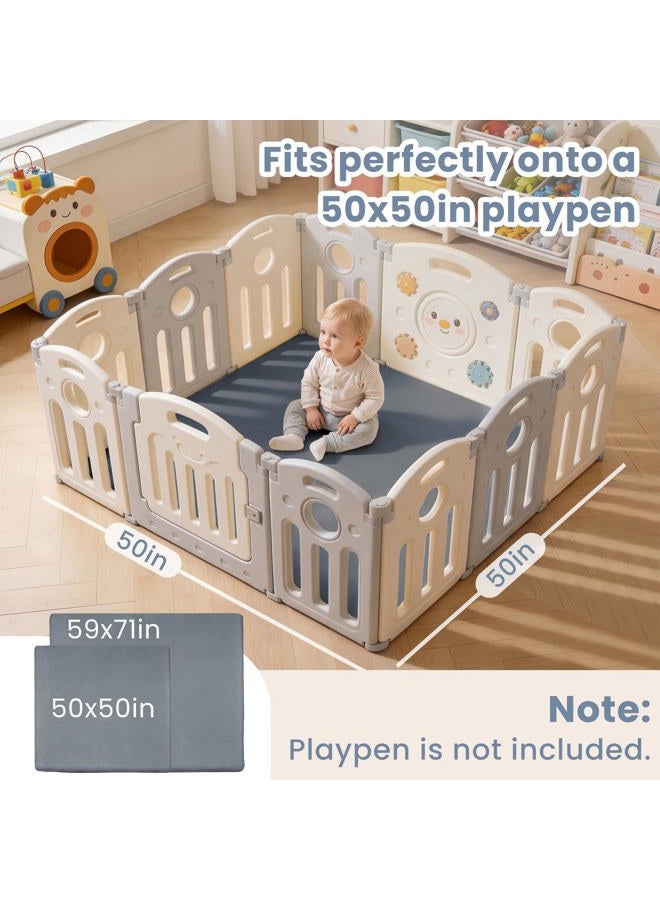 ACOMOPACK 1.3" Thick Baby Play Mat for Floor 50x50"-Memory Foam Water-Repellent Playpen Mat for Tummy Time,Non-Slip Soft Velvet Nursery Rug for Kids,Toddlers,Infants Crawling（Grey） - Image 2