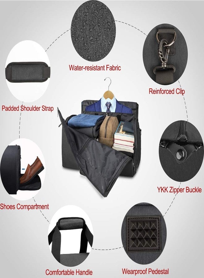 NUBILY Carry on Garment Bag Convertible Suit Travel Bag with Shoes Compartment Waterproof Large Hanging Garment Duffel Bag Weekender Duffle Bag for Men Women Black - Image 5