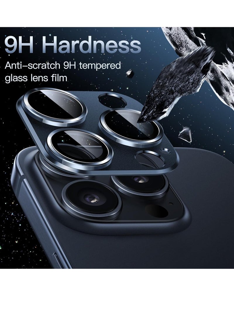 Raxoom Camera Lens Protector for iPhone 15 Pro 6.1-Inch and iPhone 15 Pro Max 6.7-Inch, Full Coverage 9H Tempered Glass Ring Cover, Matte Metal Plate, Case Friendly, 1-Pack (Blue) - Image 3