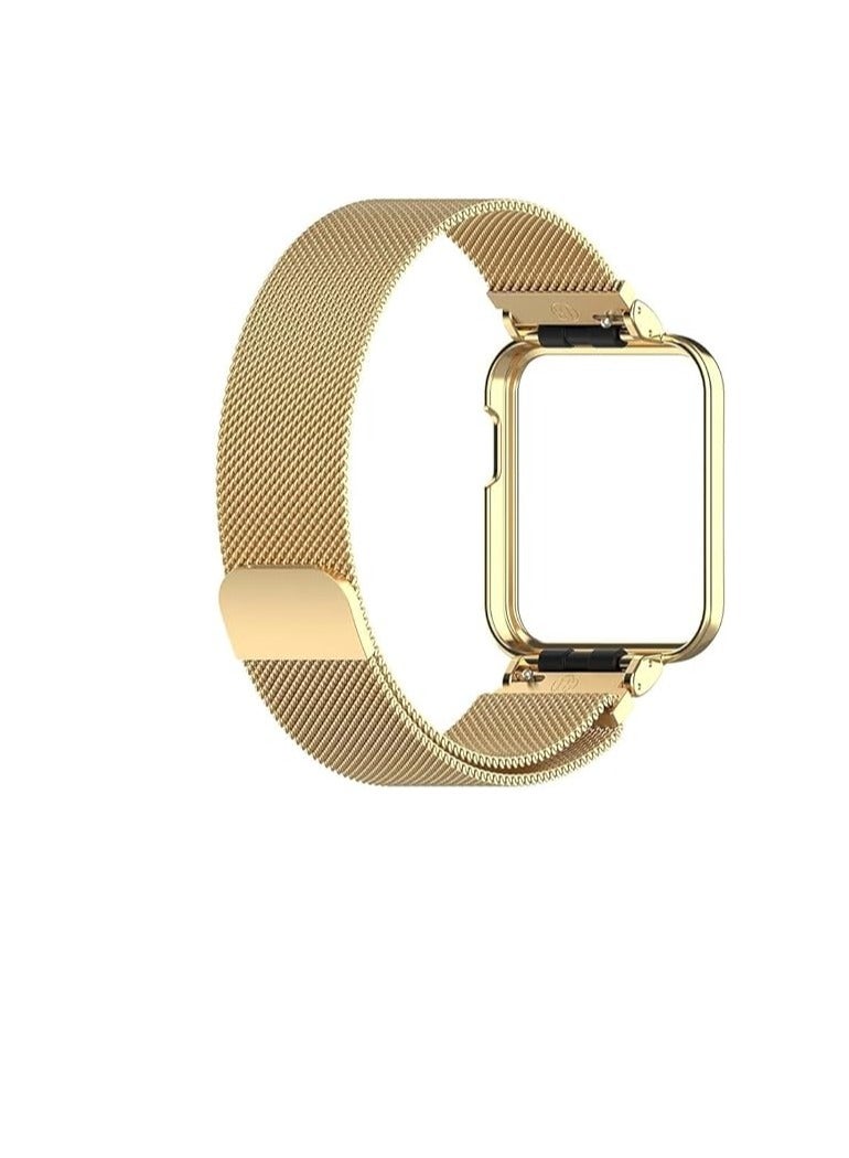 strap for Mi Watch 2 Lite Bracelet, Stainless Steel Woven Mesh Watch Strap with Frame for Watch 2 Lite.Gold - Image 2