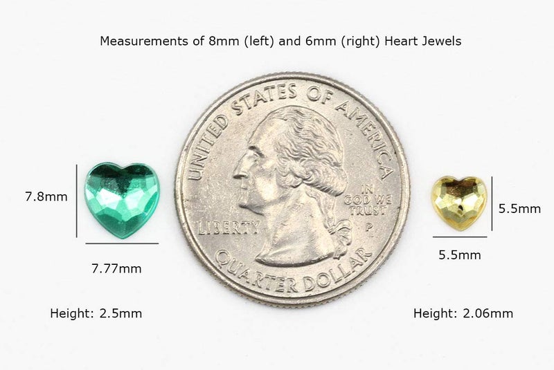 Allstarco KraftGenius Allstarco 8mm 5/16" Assorted Colors Heart Rhinestones Acrylic Gems Flat Back for Card Making Embelishments - 200 Pcs - Image 2