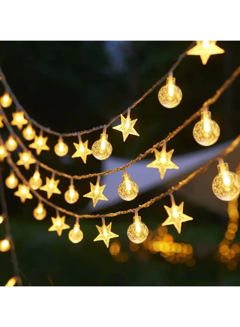 إل ديس مجموعة واحدة من أضواء سلسلة كرات الفقاعات النجمية LED، أضواء رمضان، أجواء احتفالية متوهجة ناعمة، عيد مبارك، ديكور منزلي - Image 1