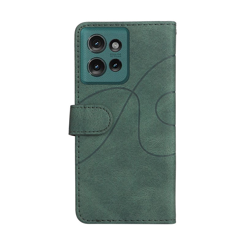 BURAQ Case Cover For Motorola Edge 50 5G Dual-color Splicing Flip Leather Phone Case(Green) - Image 3