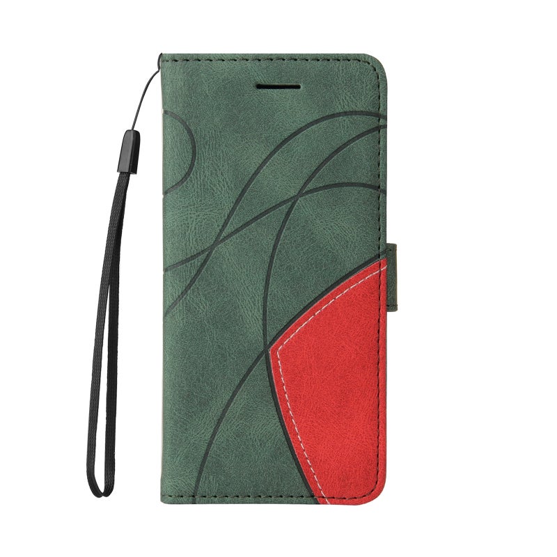 BURAQ Case Cover For Motorola Edge 50 5G Dual-color Splicing Flip Leather Phone Case(Green) - Image 2