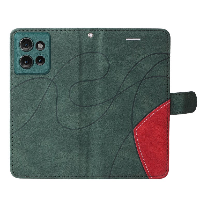 BURAQ Case Cover For Motorola Edge 50 5G Dual-color Splicing Flip Leather Phone Case(Green) - Image 4