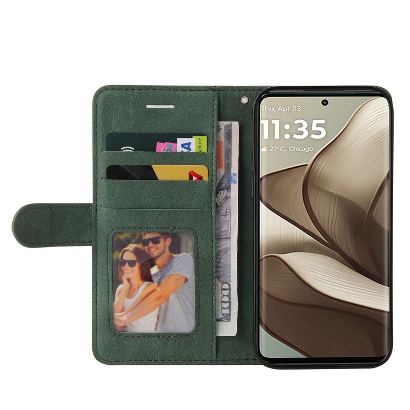 BURAQ Case Cover For Motorola Edge 50 5G Dual-color Splicing Flip Leather Phone Case(Green) - Image 5