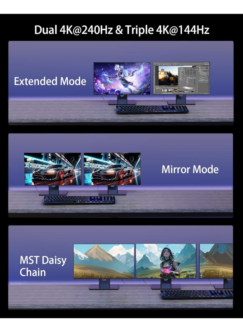 igeekwell 80Gbps DisplayPort Cable 2.1 6.6FT, DP 2.1 Cable [16K@60Hz,8K@120Hz,4K@240Hz] Support HDR10, DSC1.2a, G-Sync, FreeSync, Braided Display Port Cord Compatible with Gaming Monitor, TV, Graphics,(2M,2PACK) - Image 2