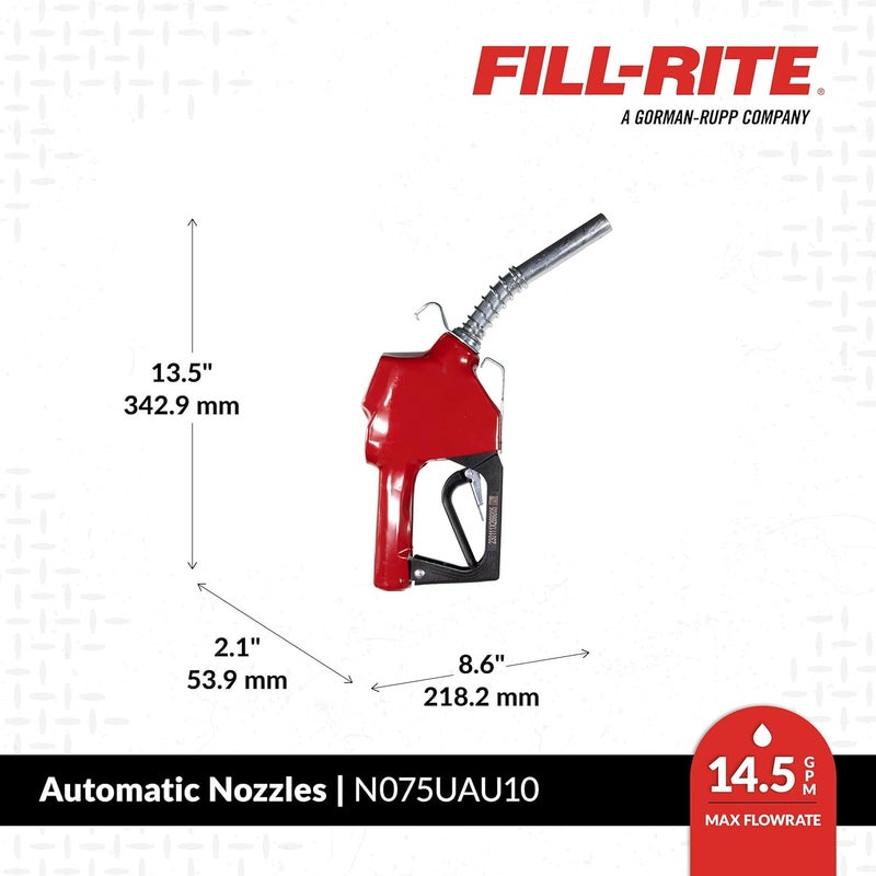 FILL RITE N075UAU10 3/4" Automatic Nozzle (Red) - Image 2