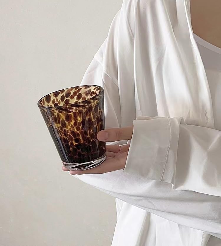 Vhitler Leopard Print Vintage Drinking Glasses Y2k Cute Mugs Cheetah Print Aesthetic Cups Aesthetic Room Decor Aesthetic Stuff (Leopard Print,300ml) - Image 2