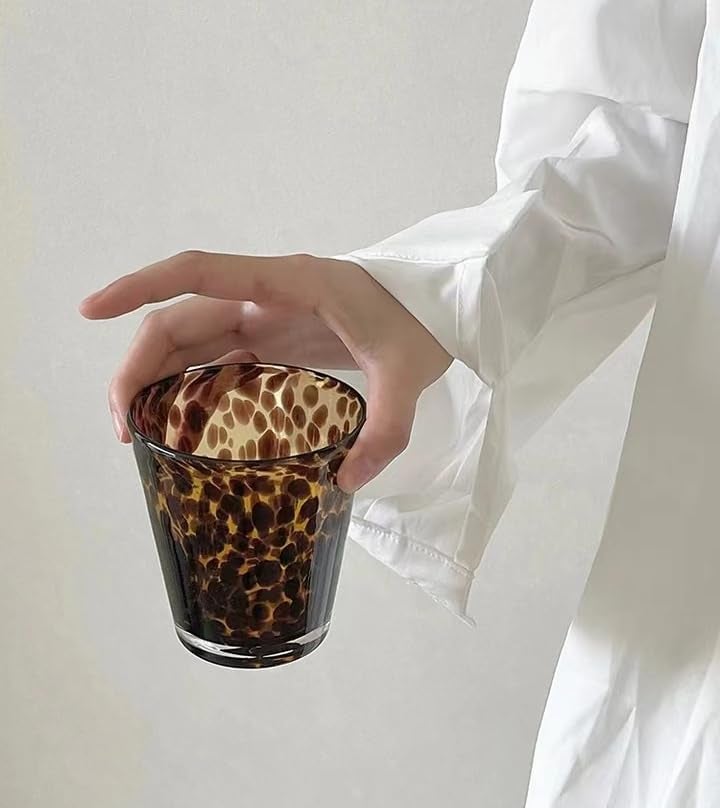 Vhitler Leopard Print Vintage Drinking Glasses Y2k Cute Mugs Cheetah Print Aesthetic Cups Aesthetic Room Decor Aesthetic Stuff (Leopard Print,300ml) - Image 5