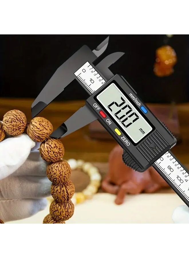 فرجار رقمي بشاشة LCD كبيرة، قياس البوصة والمتر، إيقاف تلقائي، أسود - Image 3