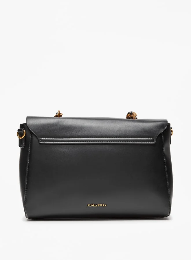 Flora Bella By Shoexpress Women Solid Crossbody Bag with Detachable Chain Strap and Twist Lock Closure
