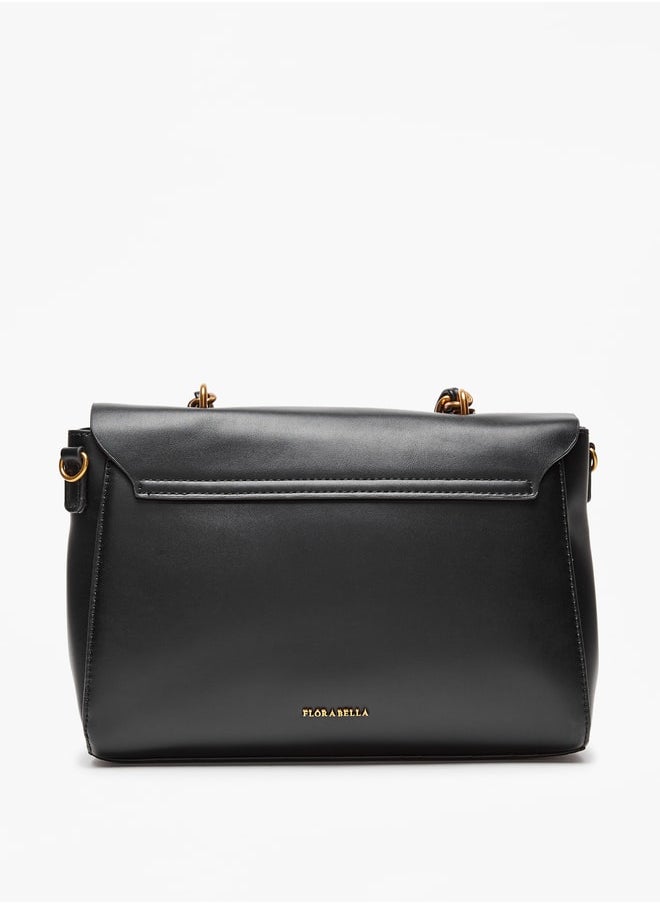 Flora Bella By Shoexpress - Women Solid Crossbody Bag with Detachable Chain Strap and Twist Lock Closure - Image 1