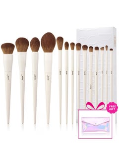 Jessup Jessup Vegan Makeup Brushes Set Professional Eco-friendly Synthetic Powder Foundation Highlight Concealer Eyeshadow Blending Eyebrow Liner Spoolie Brush Set Light Grey 14pcs T329  - Image 1