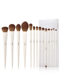 Jessup Jessup Vegan Makeup Brushes Set Professional Eco-friendly Synthetic Powder Foundation Highlight Concealer Eyeshadow Blending Eyebrow Liner Spoolie Brush Set Light Grey 14pcs T329  - Image 2