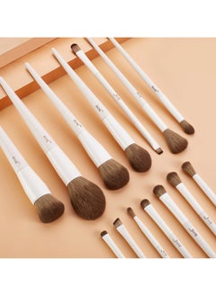 Jessup Jessup Vegan Makeup Brushes Set Professional Eco-friendly Synthetic Powder Foundation Highlight Concealer Eyeshadow Blending Eyebrow Liner Spoolie Brush Set Light Grey 14pcs T329  - Image 3