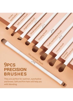 Jessup Jessup Vegan Makeup Brushes Set Professional Eco-friendly Synthetic Powder Foundation Highlight Concealer Eyeshadow Blending Eyebrow Liner Spoolie Brush Set Light Grey 14pcs T329  - Image 4