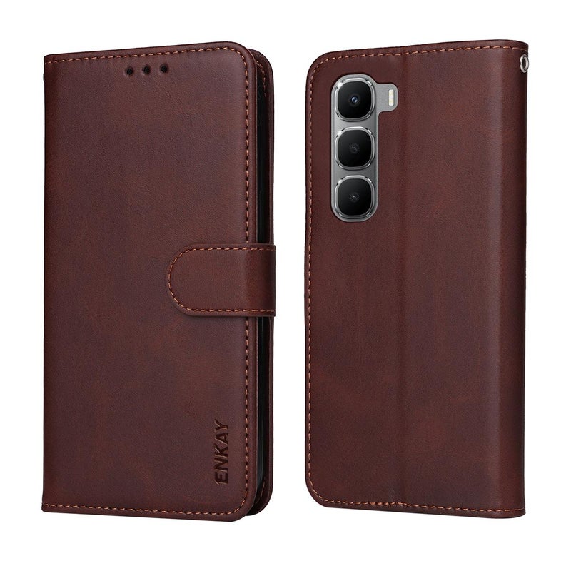 إنكاي جراب هاتف من جلد العجل مع غطاء حماية للشاشة لهاتف Infinix Hot 60 5G / Hot 60I 4G (وردي) - Image 3