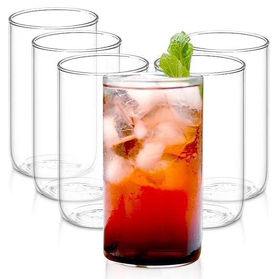 VOMI 300 ml Glasses Set of 6 Transparent Drinking Water Glass Set Borosilicate Glass Tumbler for Water Cold Drink Juice Flame Proof Microwave Dishwasher Safe for Daily Use Gifting - Image 1