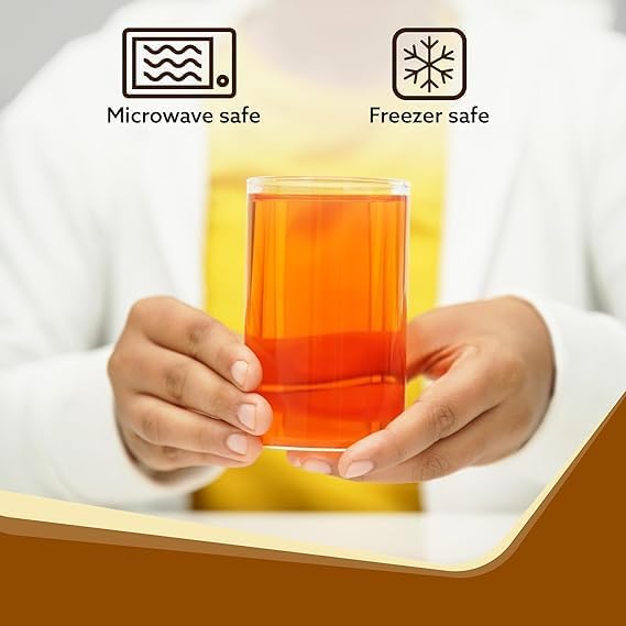 VOMI 300 ml Glasses Set of 6 Transparent Drinking Water Glass Set Borosilicate Glass Tumbler for Water Cold Drink Juice Flame Proof Microwave Dishwasher Safe for Daily Use Gifting - Image 4