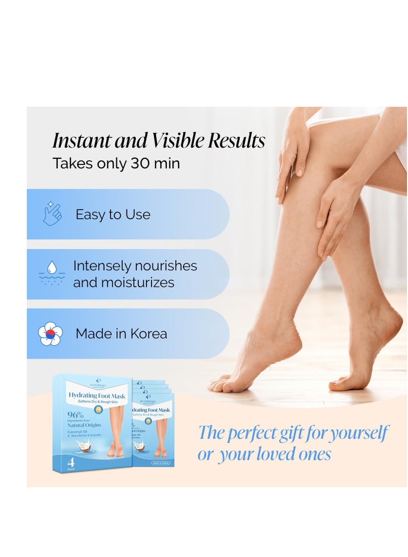 Plantifique PLANTIFIQUE Korean Foot Mask Moisturizing 4 Pairs Box for Dry & Cracked Feet - Hydrating Socks for Soft Heels - Intense Moisturizing and Repairing Dry Rough Skin - Foot Spa - Happy Feet Mask - Image 5