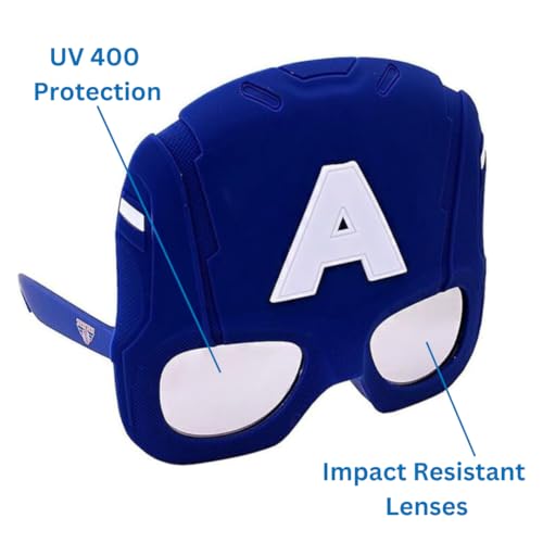 Sun-Staches Marvel Official Captain America Sunglasses | Costume Accessory Mask | UV400 | One Size Fits Most - Image 4