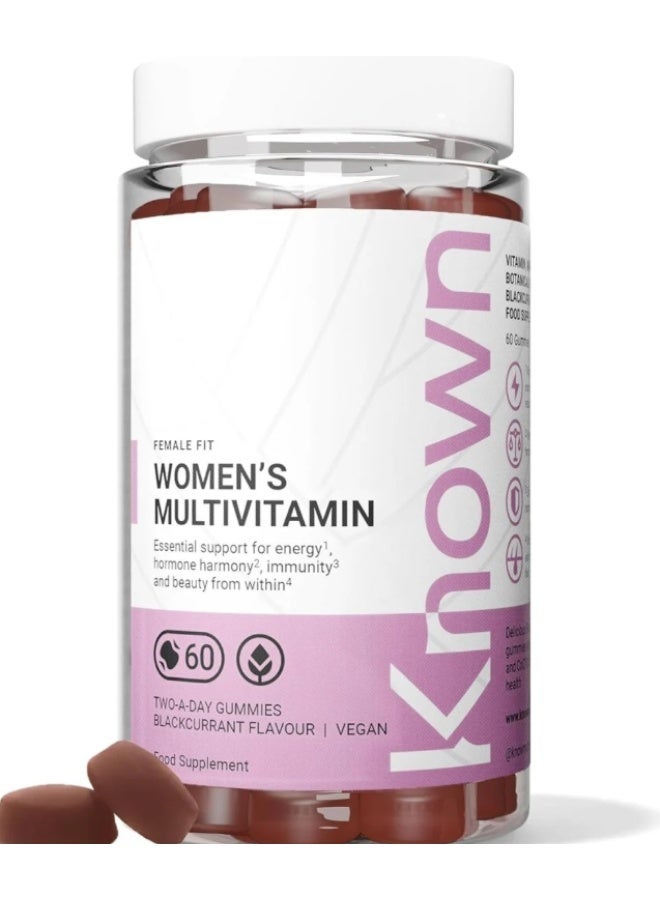 Known Women’s Multivitamin Gummies – Berry Flavour, Vegan Supplement with A, C, D3, E, B6, B12, Biotin, Iron, Zinc & Sea Moss – Energy, Skin, Hair & Immune Support – 1 Month Supply - Image 1