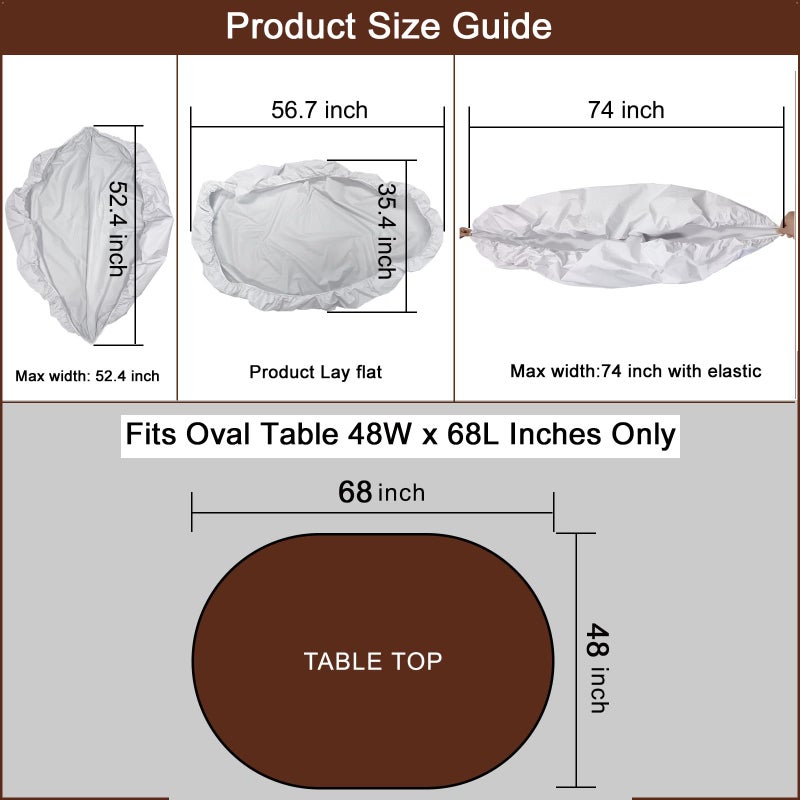 LIBERECOO Oval Tablecloth Vinyl Fitted Elastic Edge with Flannel Backing - Fits 48 x 68 Inch Oval Table - Walnut Wood Pattern - Waterproof Wipeable Table Cover - Image 3