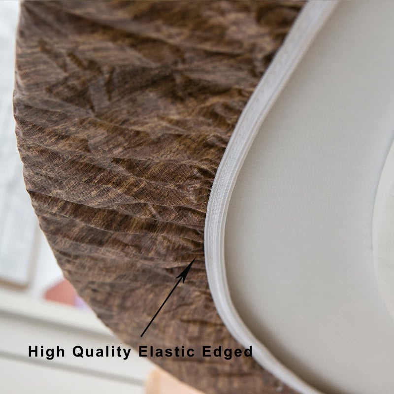 LIBERECOO Oval Tablecloth Vinyl Fitted Elastic Edge with Flannel Backing - Fits 48 x 68 Inch Oval Table - Walnut Wood Pattern - Waterproof Wipeable Table Cover - Image 5
