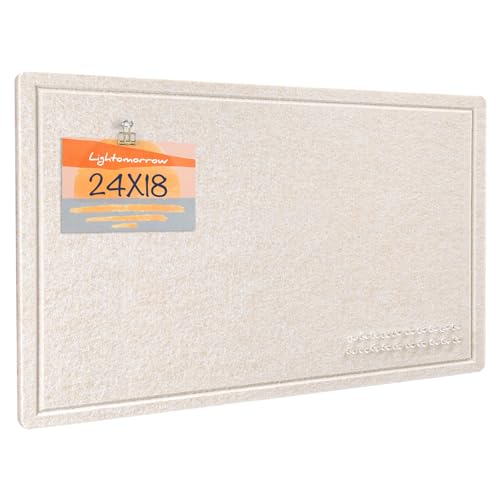 Lightomorrow Bulletin Board, 24 x 18 inches Decorative Felt Pin Board, Vision Board Cork Board Alternative for Wall, Foldable Photo Board with 20 Pushpins - Oatmeal - Image 1