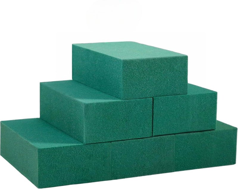 FLOFARE Pack of 6 Floral Foam Blocks Each (6"L x 3.38"W x 1.85"H) Green Wet & Dry Flower Foam for Fresh & Artificial Flower Arrangement, Plant Foam, Florist Supplies for DIYs, Arts, Crafts & Weddings - Image 1