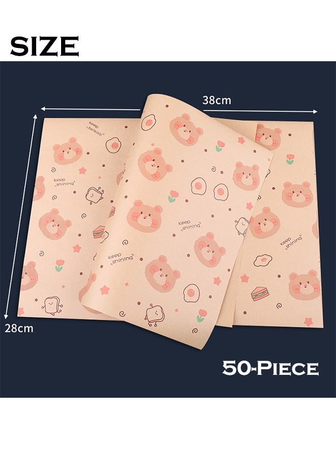 ورق تغليف الساندويتشات، ورق الخبز المشمع، ورق امتصاص زيت الطعام، ورق مقاوم للدهون، ورق عزل الدجاج المقلي 38*28 سم - Image 2