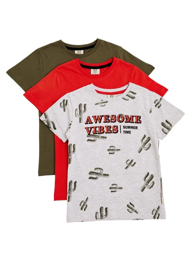 فكتور اند جين مجموعة من 3 تيشيرتات قطن بطبعة جرافيك