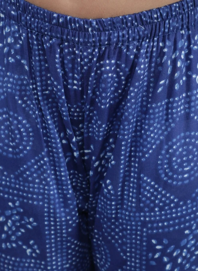 أيه كيه إس Navy Blue Ethnic Motif Kurta Set for Girls