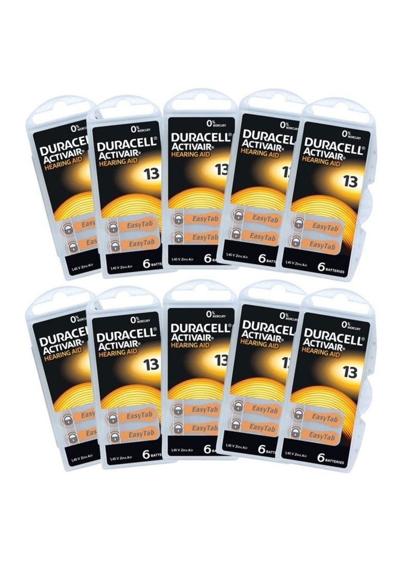 دوراسيل 60x Duracell Activair Hearing Aid Batteries (Size 13) Zinc-Air 1.45V Mercury Free - Image 1