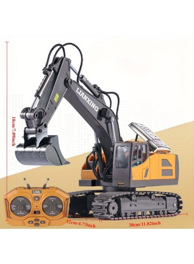 لعبة حفارة تعمل بجهاز تحكم عن بعد مصنوع من سبيكة معدنية بـ 11 قناة، حفارة رمل تعمل بجهاز تحكم عن بعد بتردد 2.4 جيجاهرتز مزودة بجرافة معدنية وأضواء، وبطارية قابلة لإعادة الشحن، مناسبة للأطفال من سن 6 سنوات فما فوق، لعبة مركبة بناء رائعة، مثالية كهدية عيد ميلاد. - Image 3