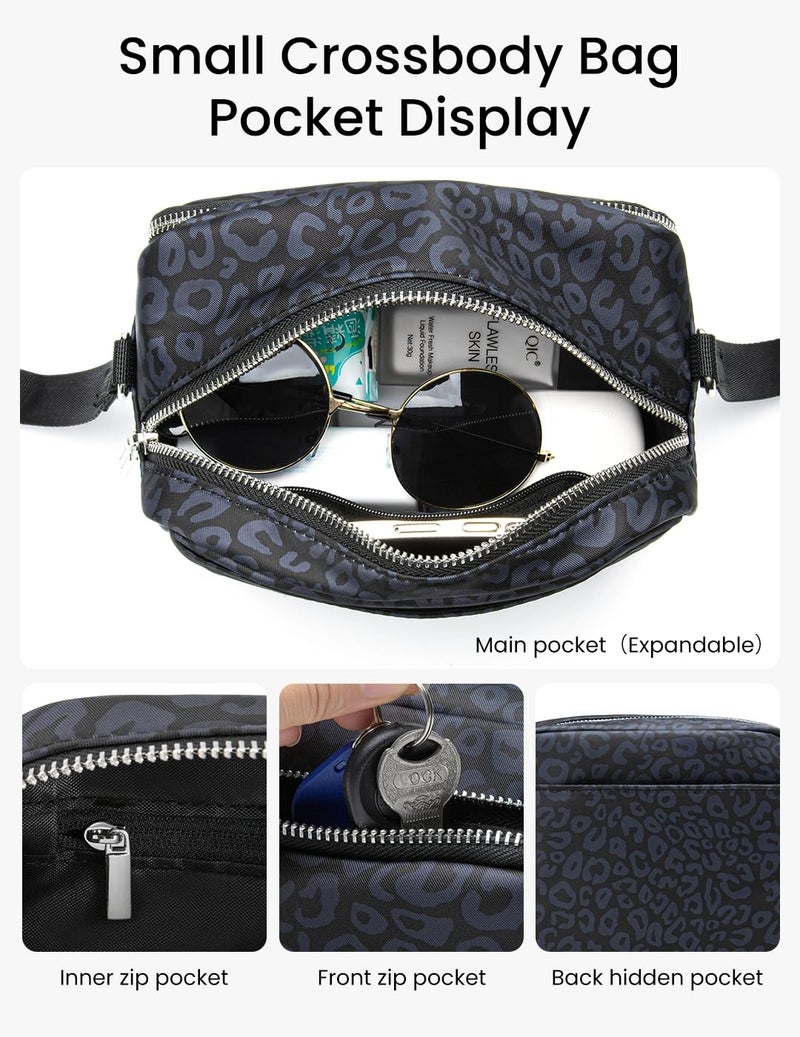 MEXS Crossbody Bags for Women, Mini Crossbody Bag Travel Purse Cross Body Purse, Adjustable Strap Shoulder Handbags Wallet, Everyday Purses for Travel Hiking (Black Leopard) - Image 5
