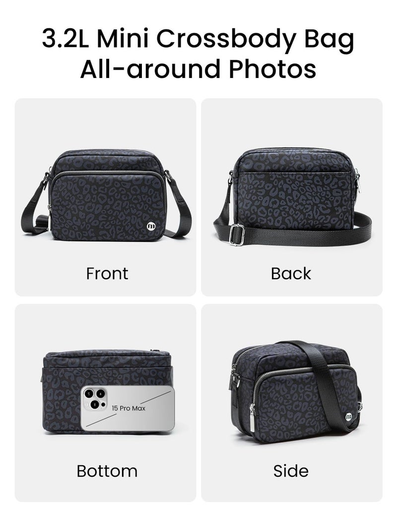 MEXS Crossbody Bags for Women, Mini Crossbody Bag Travel Purse Cross Body Purse, Adjustable Strap Shoulder Handbags Wallet, Everyday Purses for Travel Hiking (Black Leopard) - Image 4