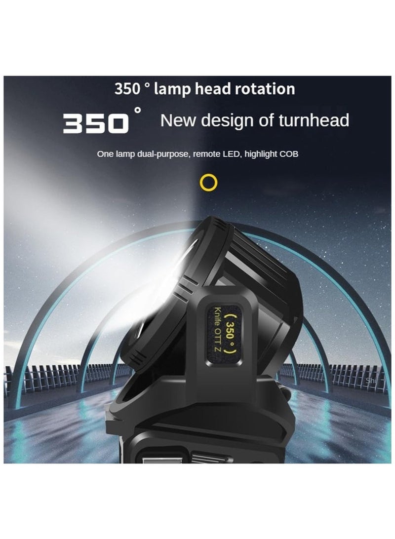 Arabest 350000 Lumens Spotlight, Rechargeable Led Spotlight Flashlight with 350° Rotate Head, 9 Modes Super Bright Spot Lights Outdoor Handheld, IPX6 Waterproof Solar Flashlight for Emergencies - Image 4