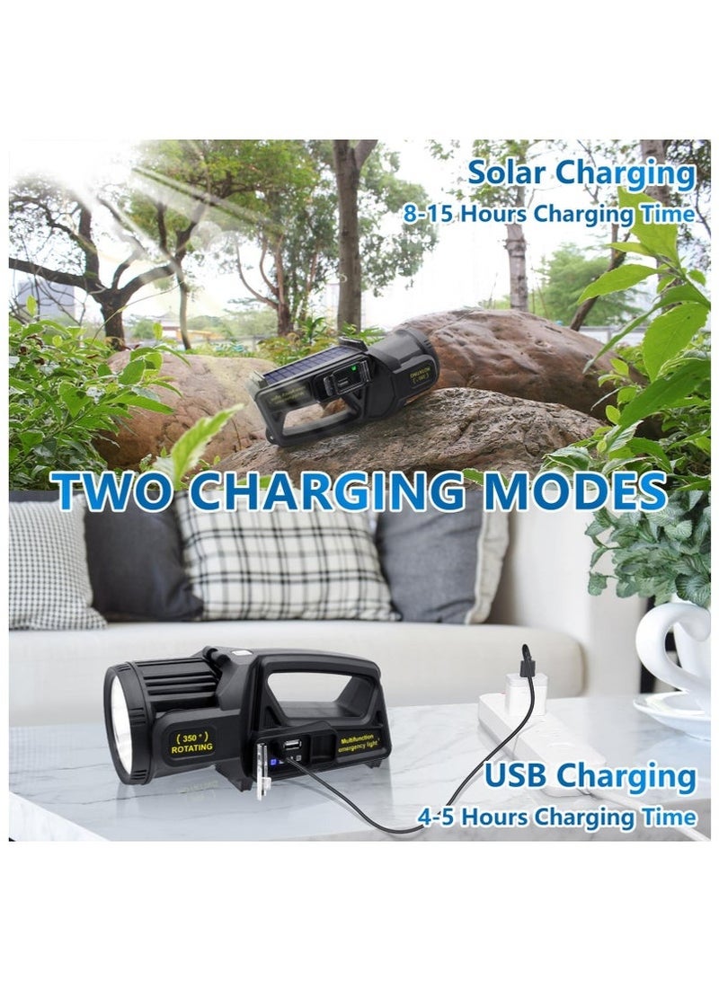 Arabest 350000 Lumens Spotlight, Rechargeable Led Spotlight Flashlight with 350° Rotate Head, 9 Modes Super Bright Spot Lights Outdoor Handheld, IPX6 Waterproof Solar Flashlight for Emergencies - Image 5