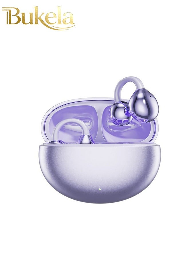 Bukela Open Ear Ring True Open Ear Headphones, Lightweight Comfort Open Ear Clip Wireless Earbuds, Bluetooth 5.49 Headphones with Design Fit Sports Running, Exercise Purple - Image 1